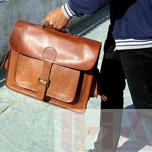 Vintage Leather Messenger Bag for Men - Business Laptop Briefcase Satchel