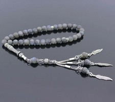 925 Sterling Silver Tassel Labradorite Islamic 33 Prayer Beads Tasbeeh Misbaha