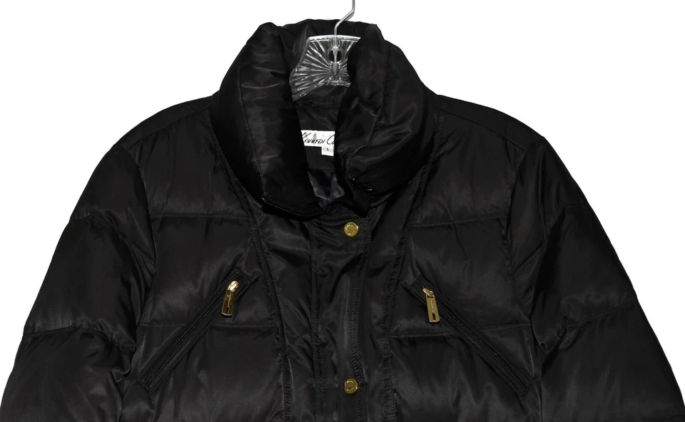 Kenneth Cole New York Black Duck Down Womens Puffer Jacket w Missing Hood Size L - Image 4 of 4