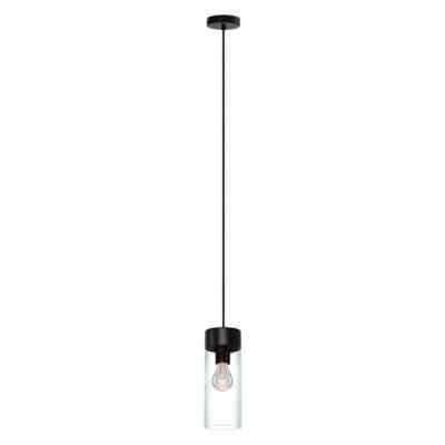 Eglo Montey 1-Light Black Mini-Pendant with Clear Glass Shade 202127A