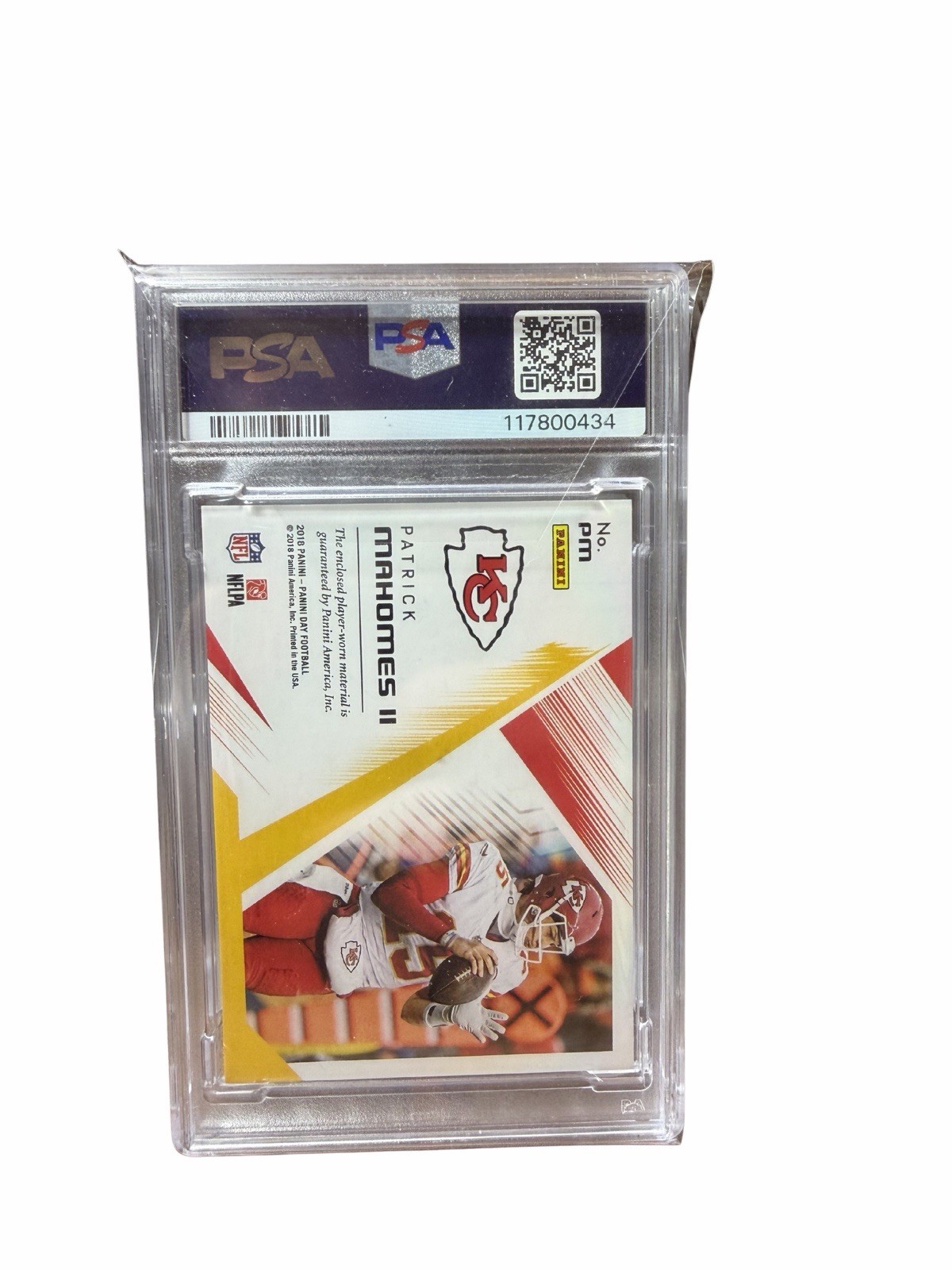 Patrick Mahomes 2018 Game Worn Patch PSA 9 Chiefs Memorabilia 20/50 view 4