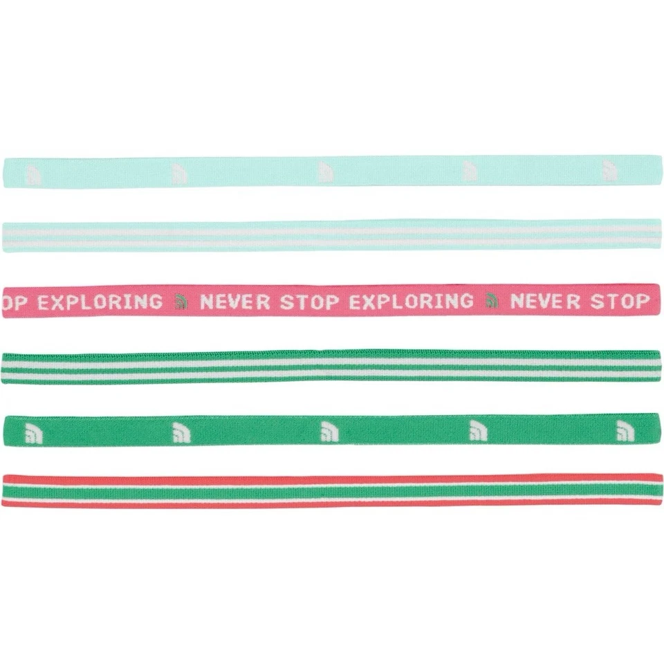 Paquete de 6 diademas elásticas elásticas The North Face Helio azul verdoso/rosa coral Foto 2 de 3