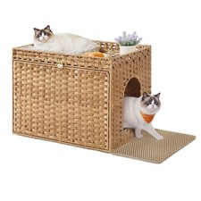 Cat Litter Box Enclosure, Handwoven Rattan Hidden Litter Box Furniture, Goose Ye
