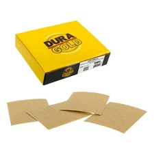 80 Grit Gold - 1/4 Sheet Hook & Loop Sandpaper Sheets 5.5" x 4.5" - Box of 25