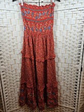 Zesica Red Floral Maxi Dress Sz M Boho Festival Peasant Retro Bloomcore Hippie