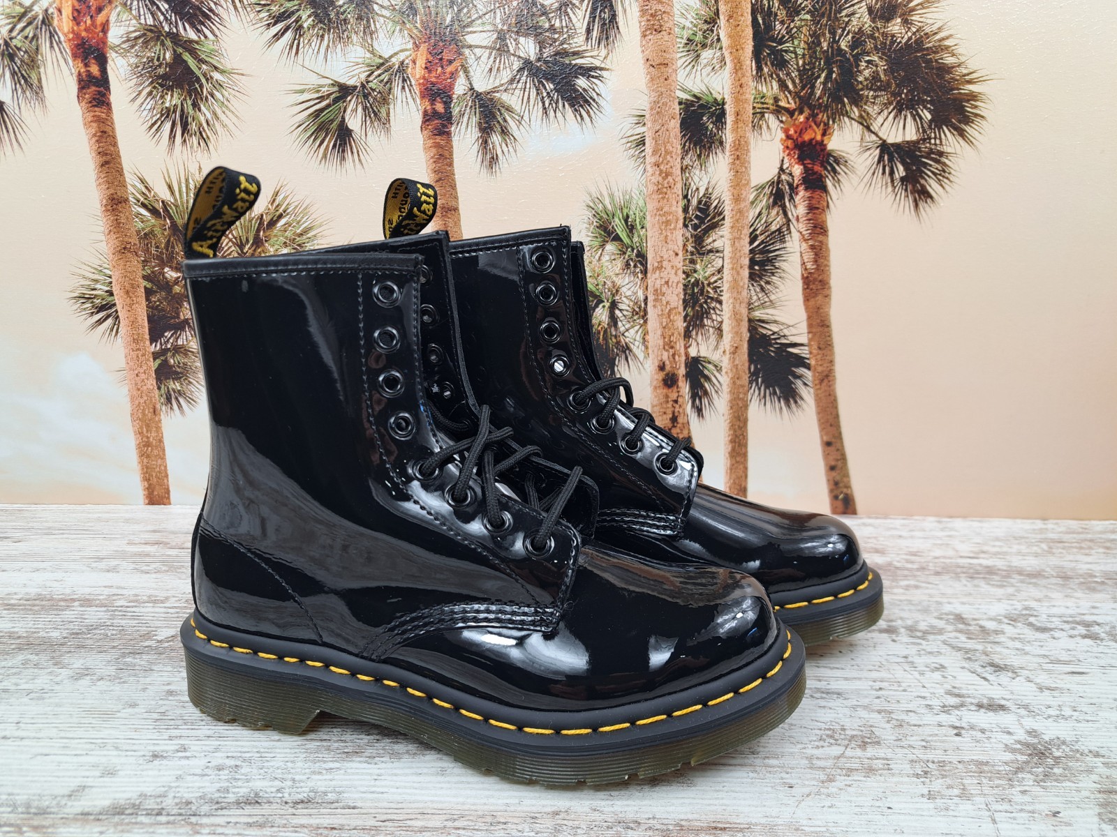 Dr. Doc Martens 1460 Combat Boots Black Patent Leather Women's Size 6 NEW
