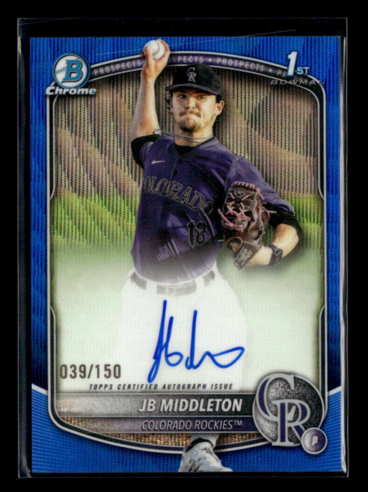 JB Middleton 2025 Bowman Draft 1st Chrome Prospect Auto Blue Wave 039/150 [zjA99