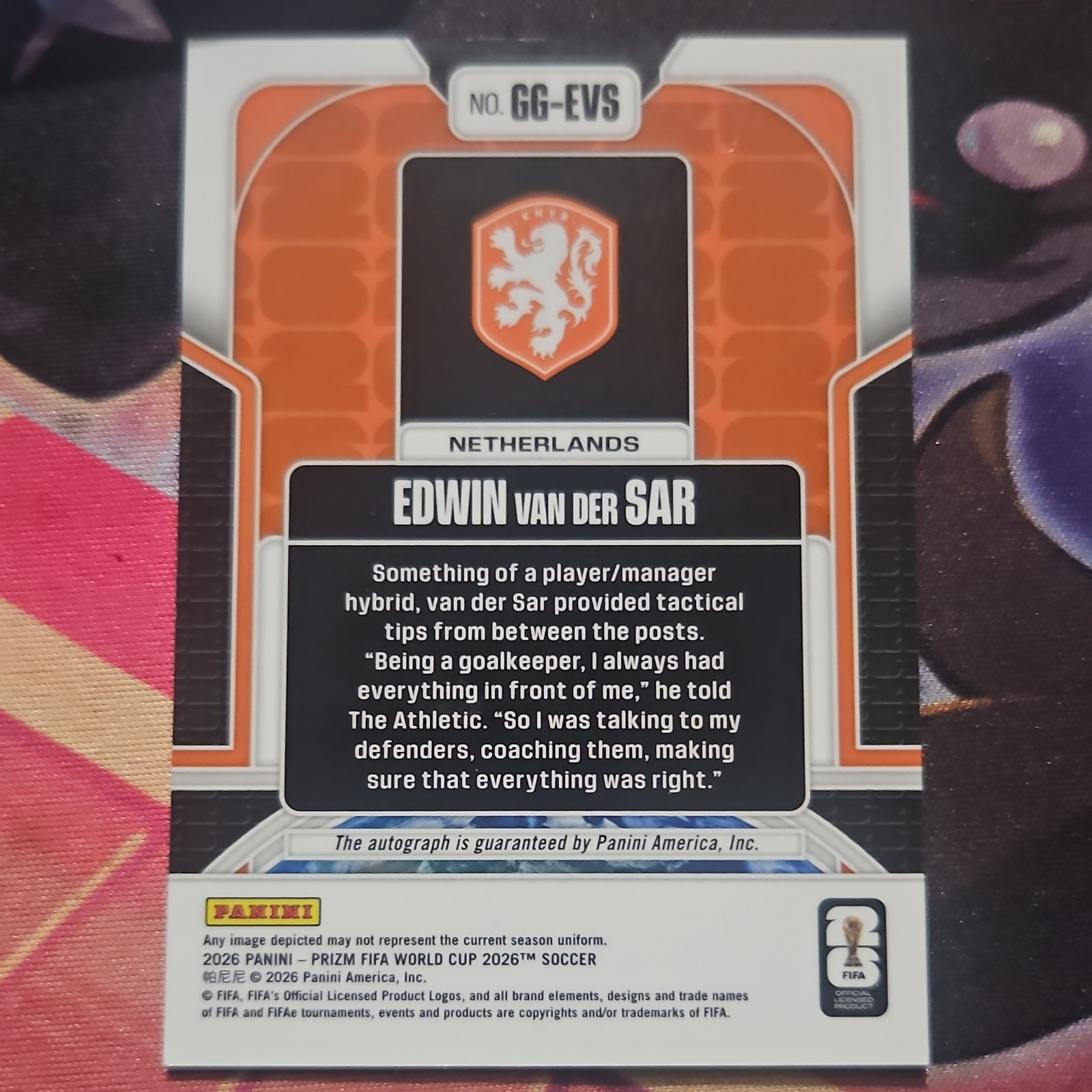 Panini Prizm 2026 FIFA World Cup Global Graphs Edwin van der Sar Auto #GG-EVS view 2