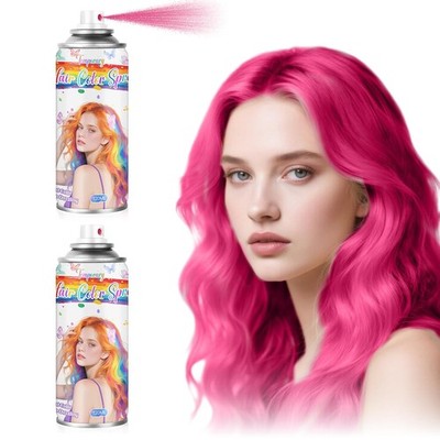 2pcs Pink Temporary Hair Color Spray Washable Root Touch Up Kids Women Halloween