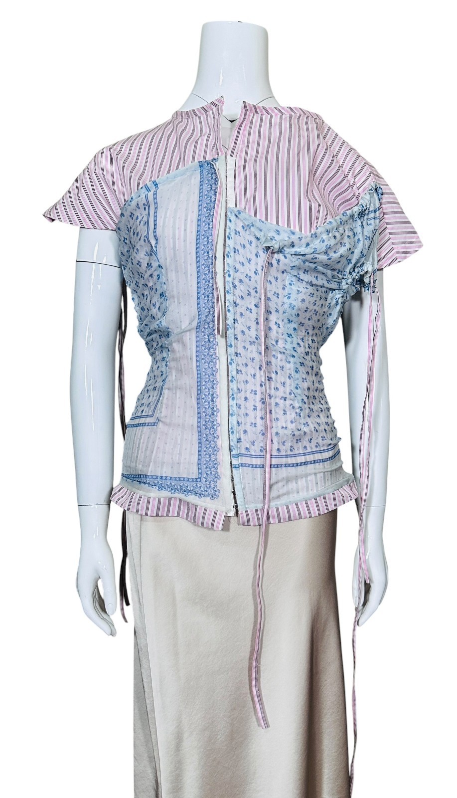 RAVE REVIEW Striped and Floral Print Thea Corset Top Silk Cotton Size fit XS/S