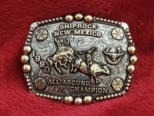 Rodeo☆1990☆All Around Riding☆Shiprock NEW MEXICO☆Champion Trophy Buckle☆Rare☆X88