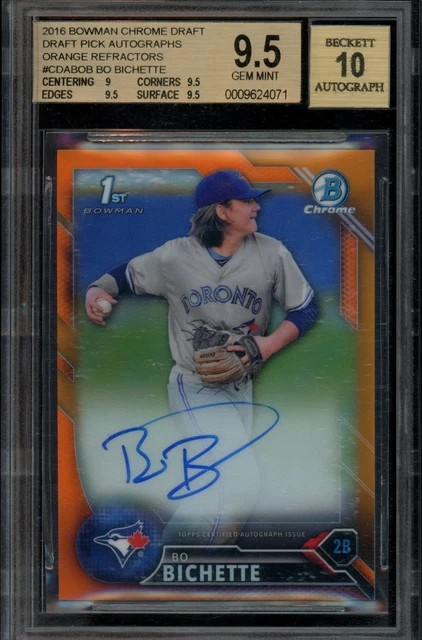 2016 Bowman Draft Bo Bichette /25 1st Orange Refractor Auto RC BGS 9.5 Gem Mint