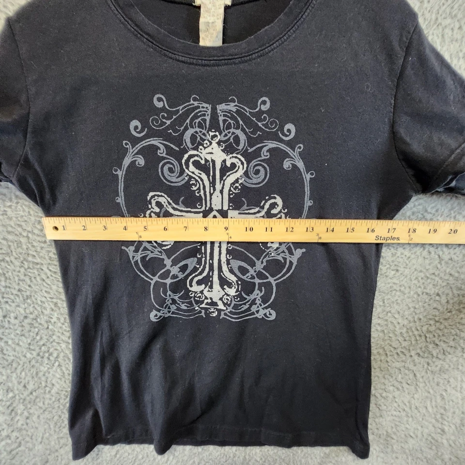 Camiseta Maurices Negra Mujer Talla L Cruz Gráfica Gótica Y2K De Colección Hecha en EE. UU. Foto 2 de 4