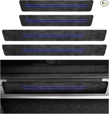 4 PCS Car Door Sill Protector, Carbon Fiber Leather Anti-Scra Color: Blue-4pcs