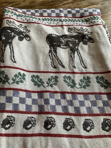 Vintage Woven LLBean Throw Blanket Woods Nature Cabin Animals 60x47.5” READ~** - Picture 21 of 22