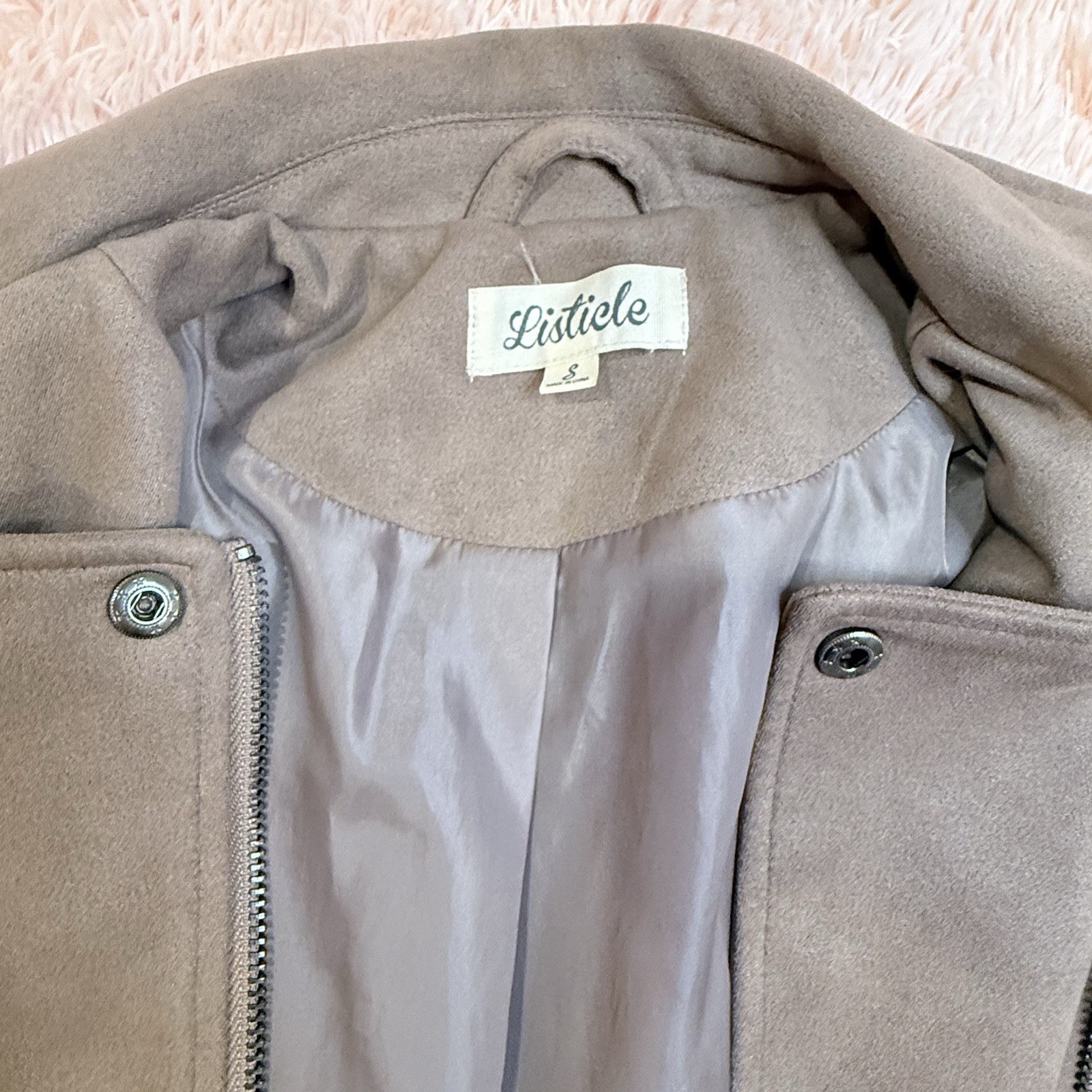 Listicle Suede Jacket Brown Small - image 8