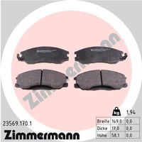 Zimmermann Bremsbelagsatz Scheibenbremse 23569.170.1 FüR Santa Actyon Kyron XG 1