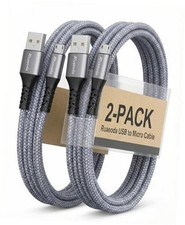 6ft Micro USB Cable 2-Pack, Heavy Duty Pet-Proof Braided Android 6Ft Space Grey
