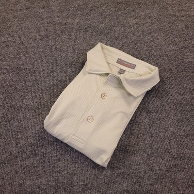Peter Millar Summer Comfort Golf Polo Shirt Mens Medium Yellow Striped Stretch