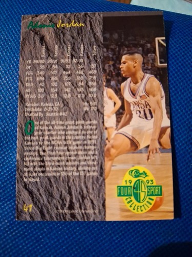 Tarjeta de novato 1995 Adonis Jordan Classic NBA radiocontrol #41 Kansas Jayhawks Seattle Sonics - Imagen 2 de 2