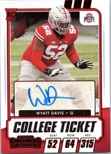 #197 Wyatt Davis 2021 Panini Contenders Draft Picks Auto Red