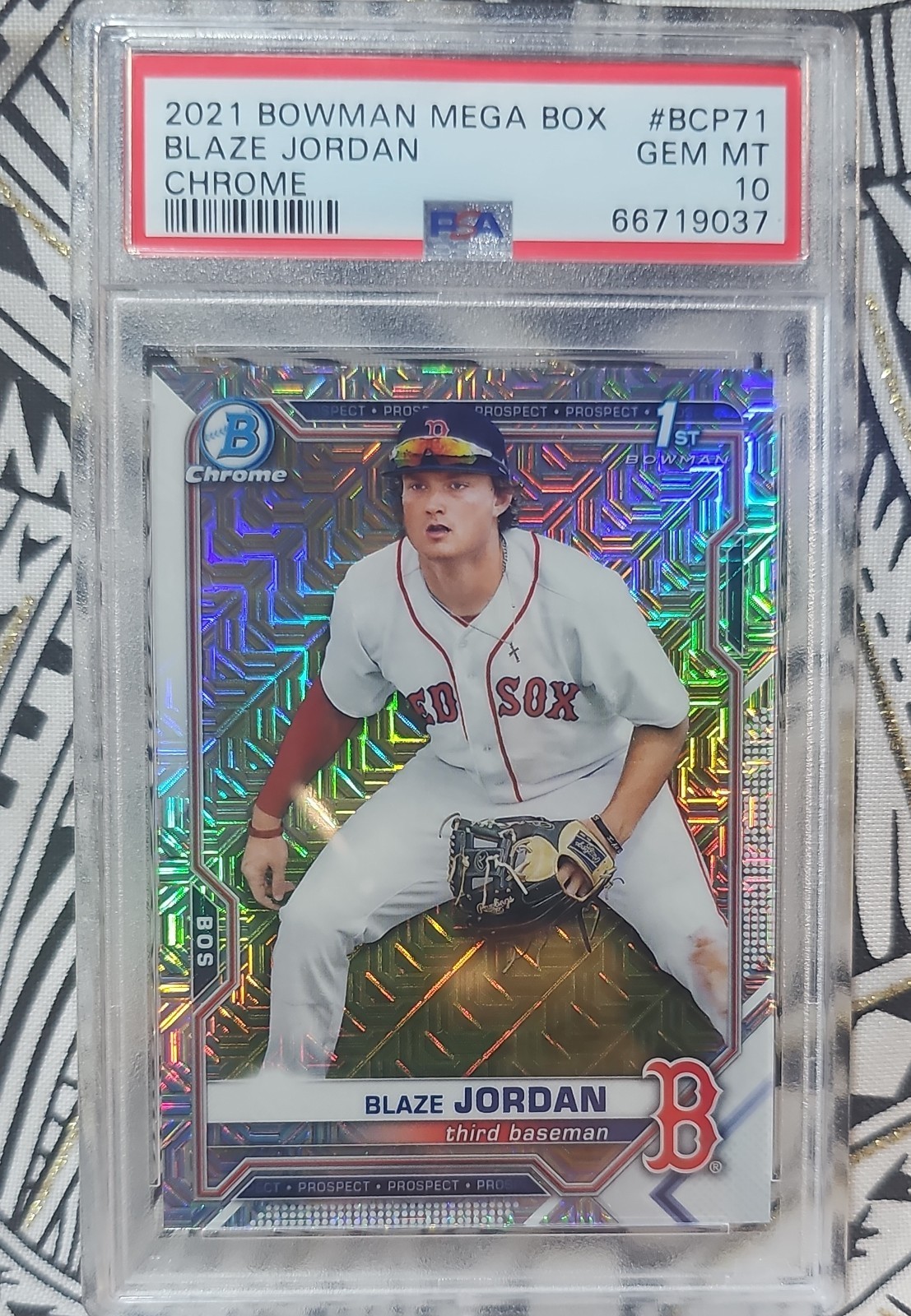 2021 Bowman Mega Box Chrome Blaze Jordan #BCP71 Mojo Refractor RC PSA 10 (BJ037)