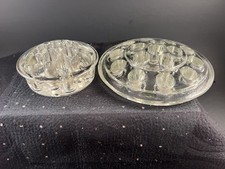 Vintage Set Of 2 Clear Glass Flower Frogs 16 Holes 5  D  11 Holes 3.5  D