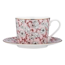NEW Ashdene Vintage Floral Rose Cup & Saucer Set 240ml