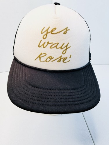 Vintage Trucker Hat Yes Way Rose Snapback Mesh Black White Foam Cap