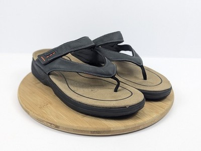 Orthofeet Sandals Mens 11.5 D Black Leather Adjustable Slip On Outdoor Vacation