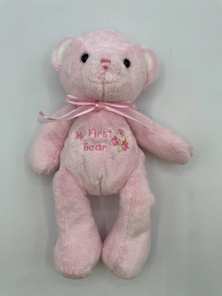 RARE Carters Just One Year Baby My First Bear Teddy Rattle Pink Bow 10" Plush - Image 3 of 4