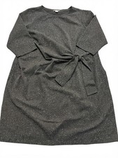 Liz Claiborne Gray Speckled Space Dye Tie Waist Dress Size 3X Pockets