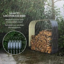57 po X 16,9 po Support à bois de chauffage extérieur robuste avec couvercle en acier galvanisé avec