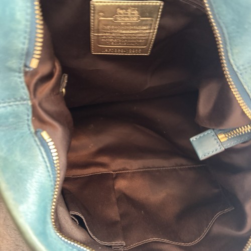 Bolso de Mano Coach Kristin Cuero Juliette Verde Azulado con Etiquetas Colgantes Buen Estado - Imagen 10 de 14