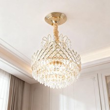 European Retro Double-Layer Crystal Chandelier With Transparent Crystal Pendant
