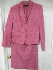 TALBOTS Cotton Linen Tweed 10/12 Pink Skirt Suit