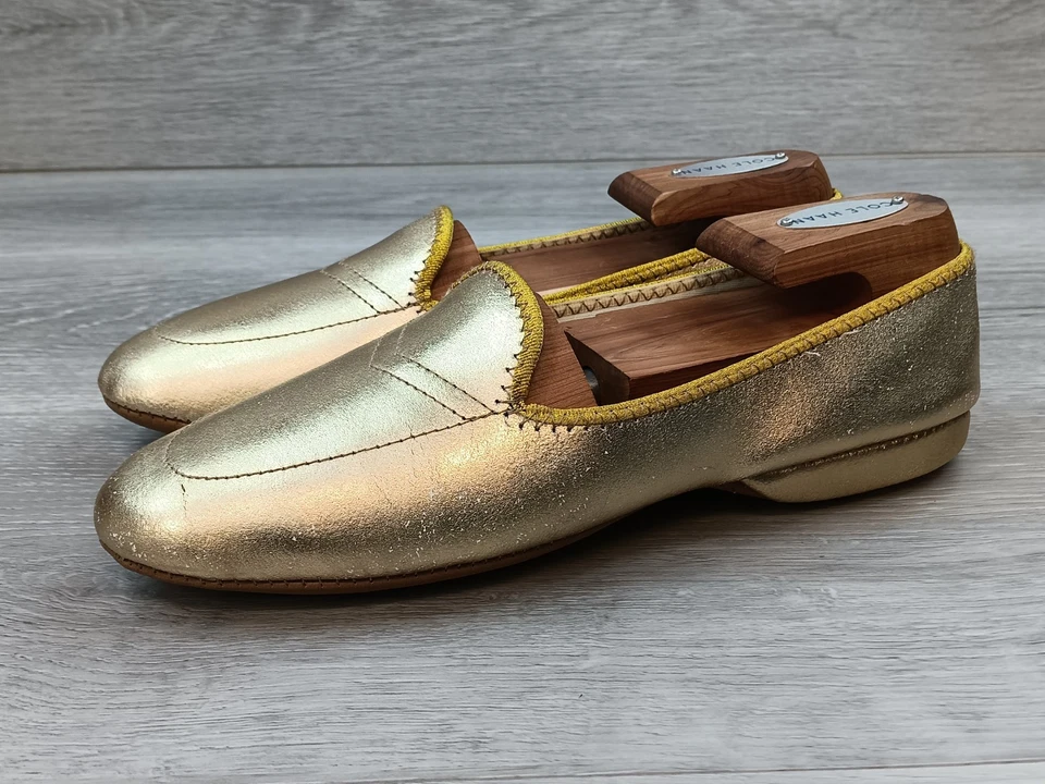 Zapatos informales planos sin cordones Daniel Green para mujer mocasín 6,5 de cuero dorado Foto 3 de 4