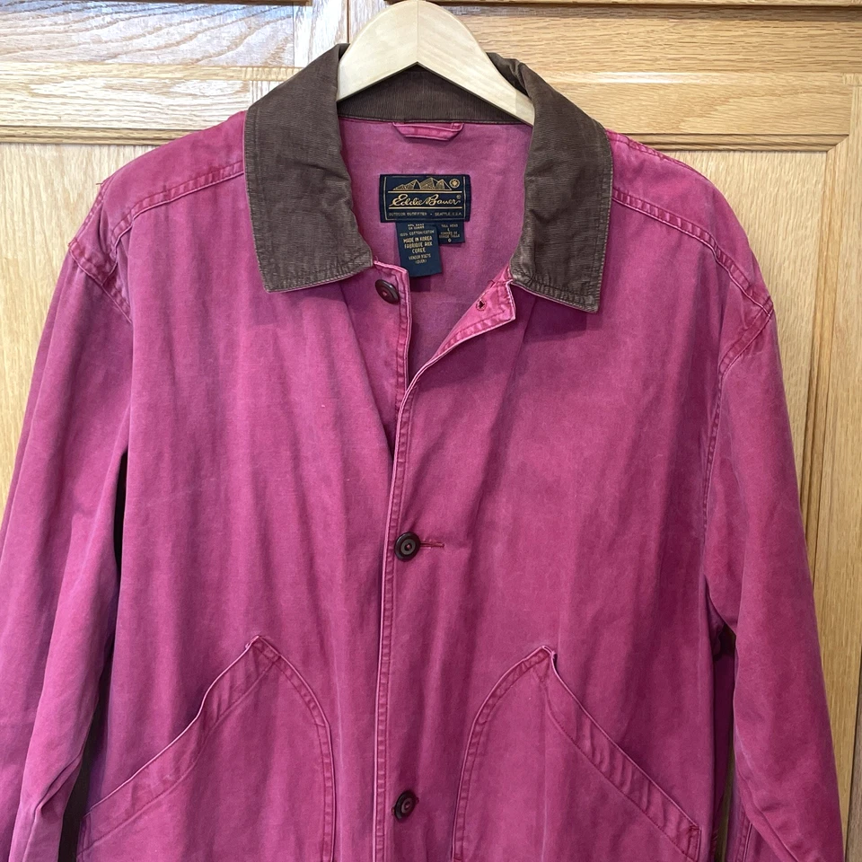 VTG Eddie Bauer Barn Coat Jacket Men’s Large Tall 100% Cotton Canvas Faded Red - Image 4 of 4