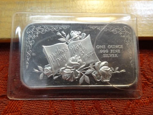 1973 Happy Mother's Day 1 Oz .999 Silver Bullion Bar - No Reserve