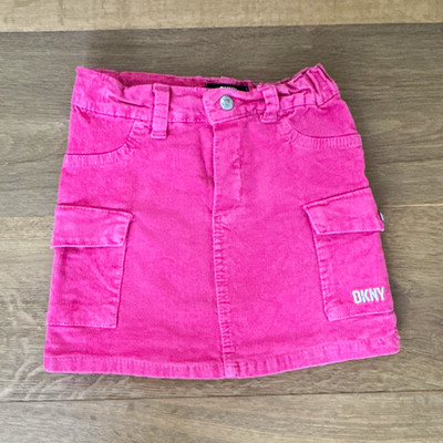 DKNY Mädchen Cargo-Rock aus Cord rosa kurz Gr. 6X Knopf Logo
