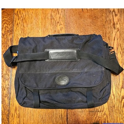 Eddie Bauer Black Nylon Messenger Bag Laptop Case Commuter