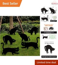 Halloween Decorations Outdoor Black Cat Yard Signs 6pk Waterproof Glow Eyes