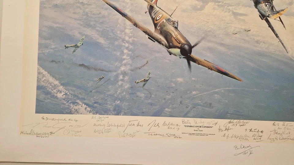 Combat Over London - Robert Taylor - multi-signed print - Image 2 of 4