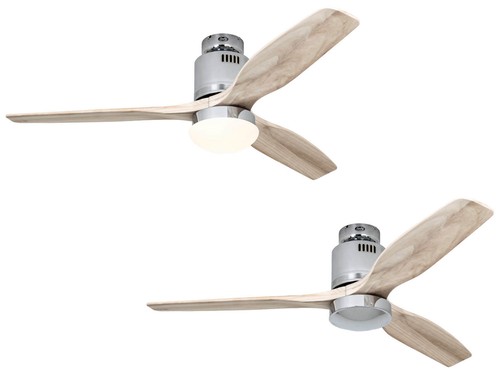 Energy saving Ceiling Fan Lamp with Remote Control Aerodynamix Chrome Wood Hell