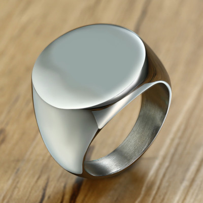 Blank Solid Top Men Signet Ring Band Stainless Steel Biker Gift Fashion Jewelry
