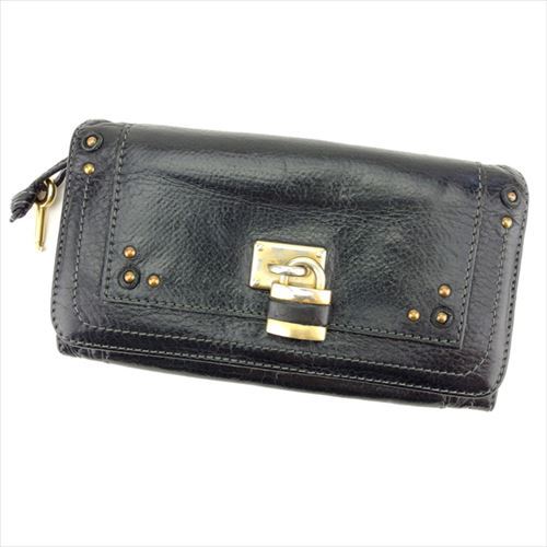 Chloe Wallet Purse Long Wallet Paddington Black Gold leather Chloe Wallet Purse Long Wallet Paddington Black Gold leather