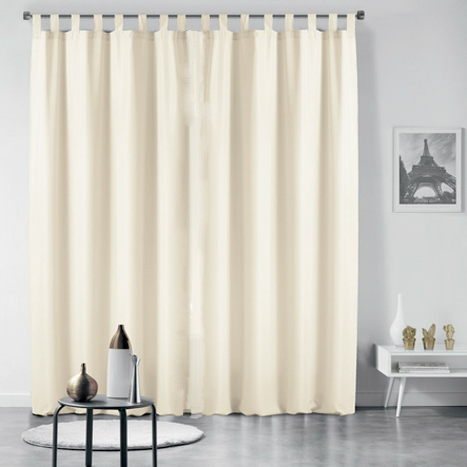 Rideau à pattes polycoton 275x230 cm grand format pour baie vitrée salon