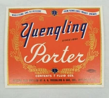VINTAGE "Yuengling Porter" Unused 7oz. Bottle Labels Union Made Potterville,PA.