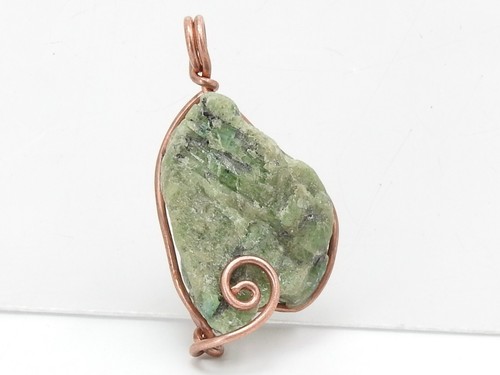 Emerald Rough Pendant Wire Wrapped Copper Jewelry 35X23X12MM Personalized Gift - Picture 1 of 8