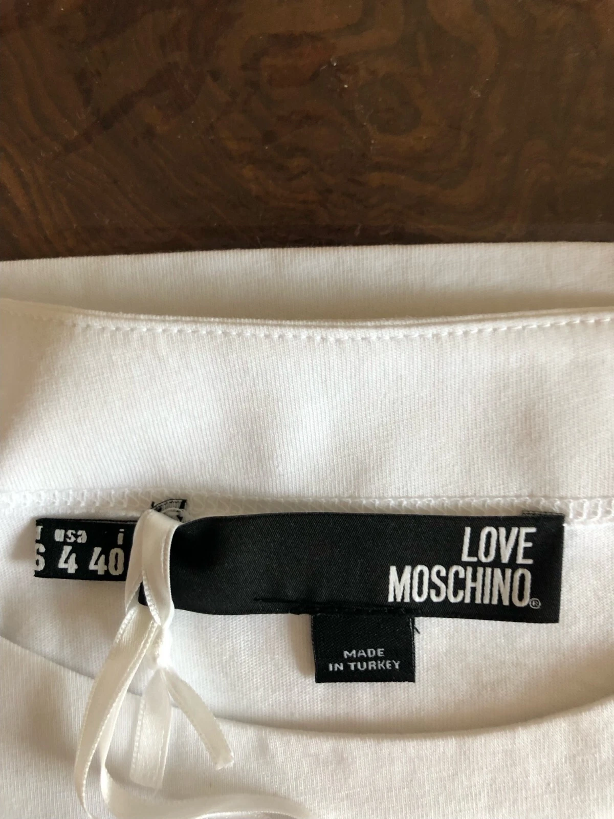 ABITO LOVE MOSCHINO NUOVO BIANCO 100% COTONE LOGO MAGLIONE ANTERIORE TAGLIA 40 USA 6